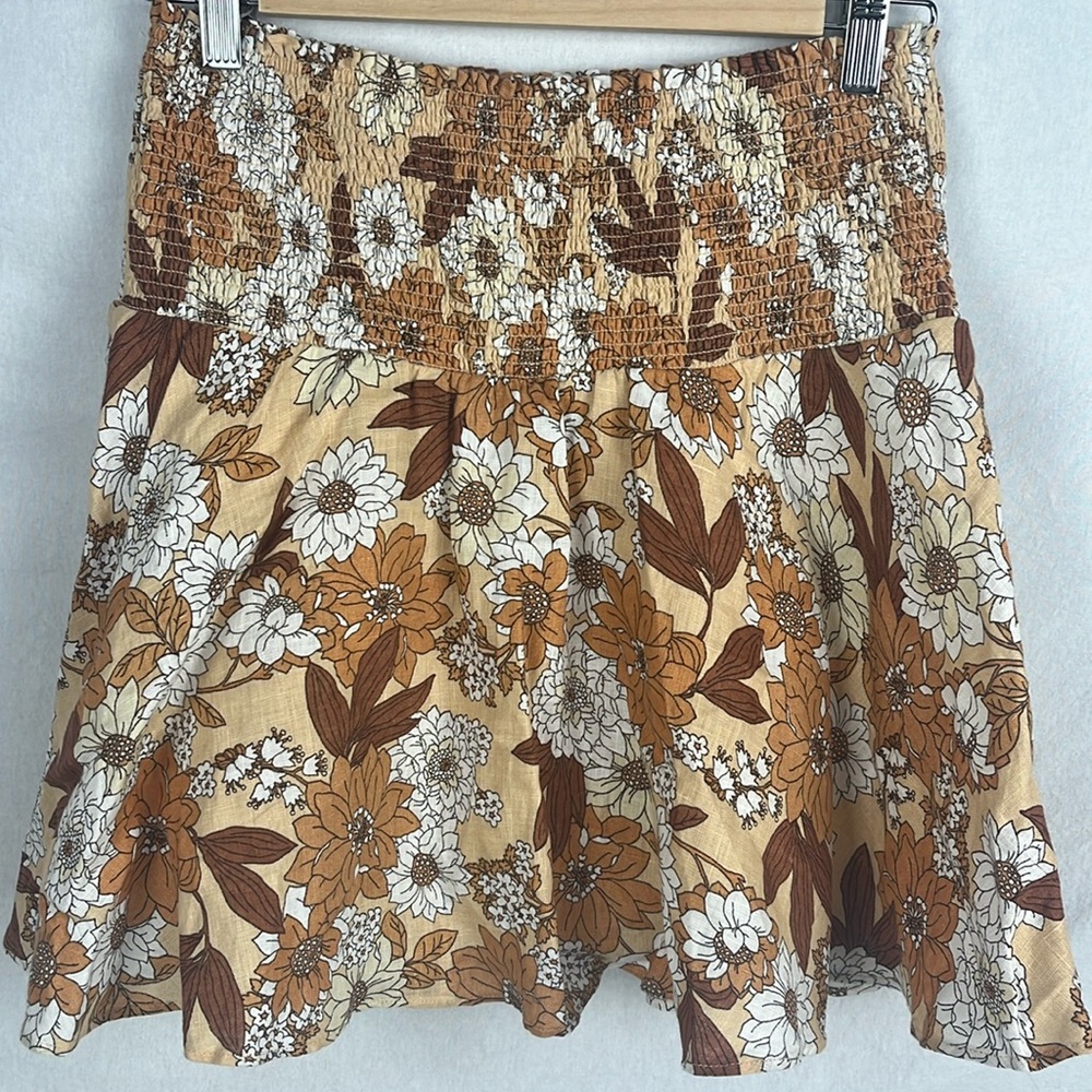 I crew small floral smocked skirt